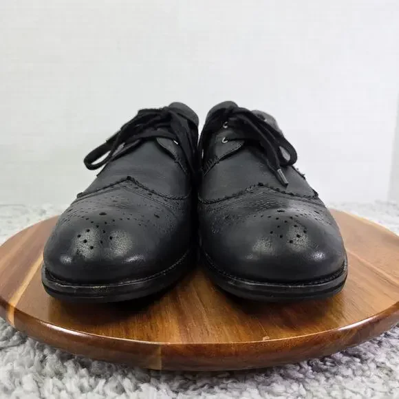 John Varvatos Star USA Black Long Wingtip Brogue Oxford Dress Shoe Mens 11.5